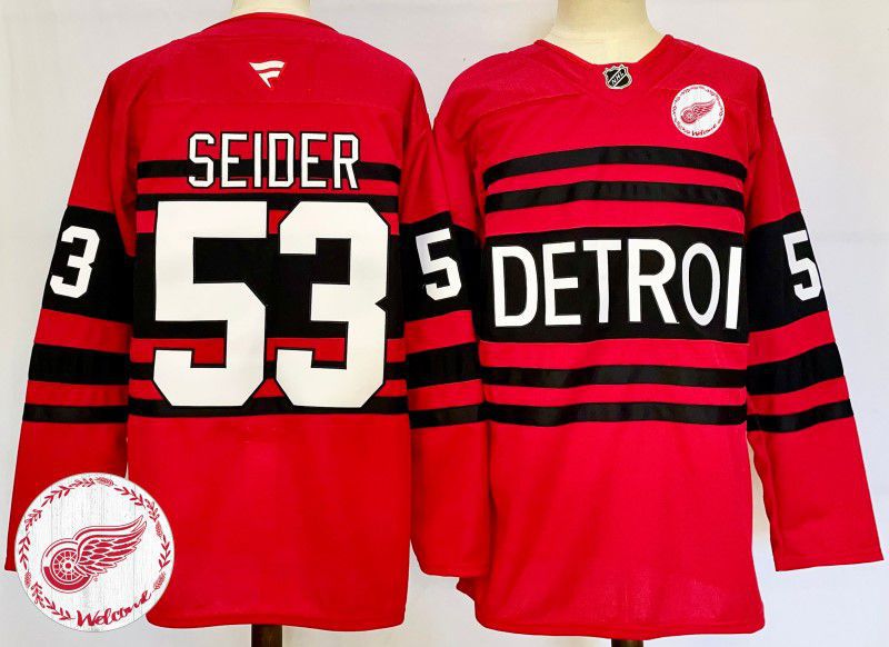 Men Detroit Red Wings #53 Seider Red Fanatics 2025 NHL Jersey style 3->detroit red wings->NHL Jersey